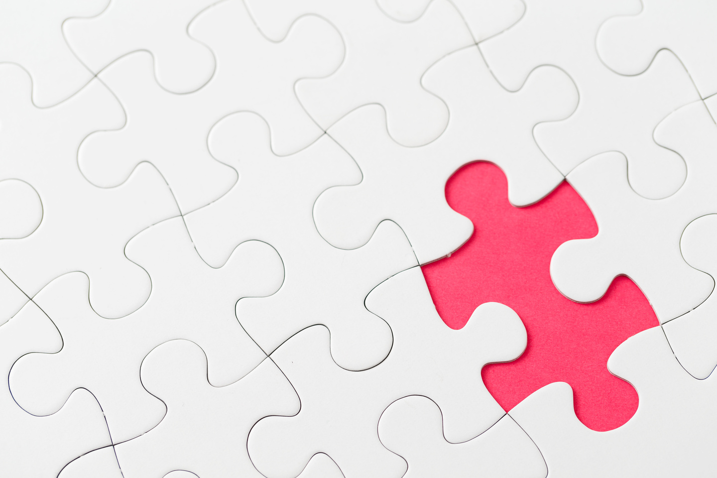Puzzle with Missing Piece in Red Color